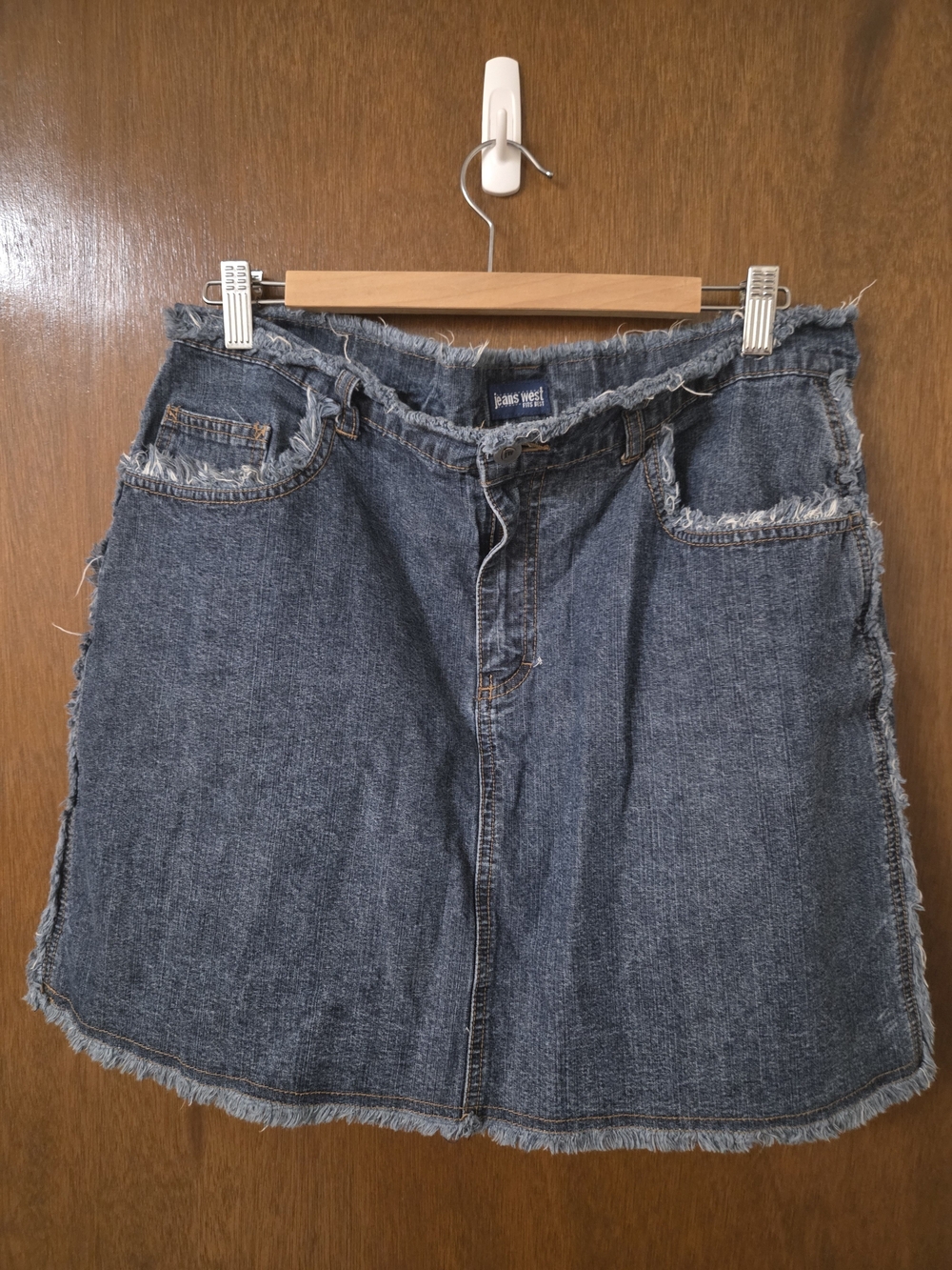 Vintage Jeans West Frayed Denim Mini Skirt